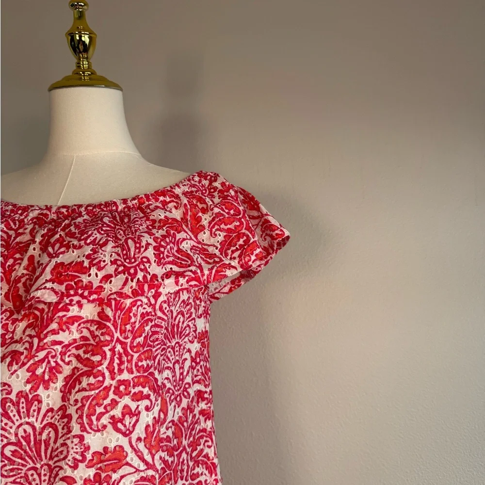 Tommy Bahama Harbour Eyelet‎ Off the Shoulder Dress Passion Pink Women's XS NWT